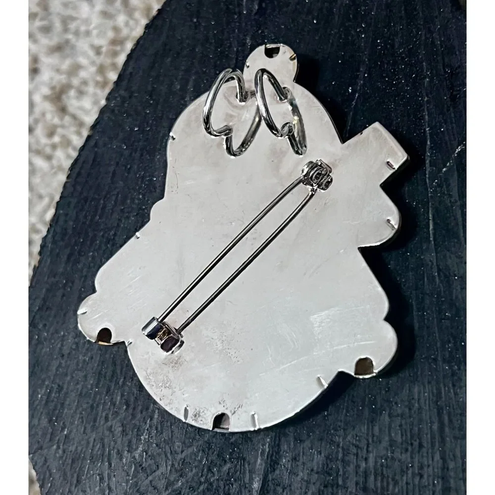 Vintage 1980s Silver-Plated Snowman Brooch, Pendant, Ornament – Signed “Best”